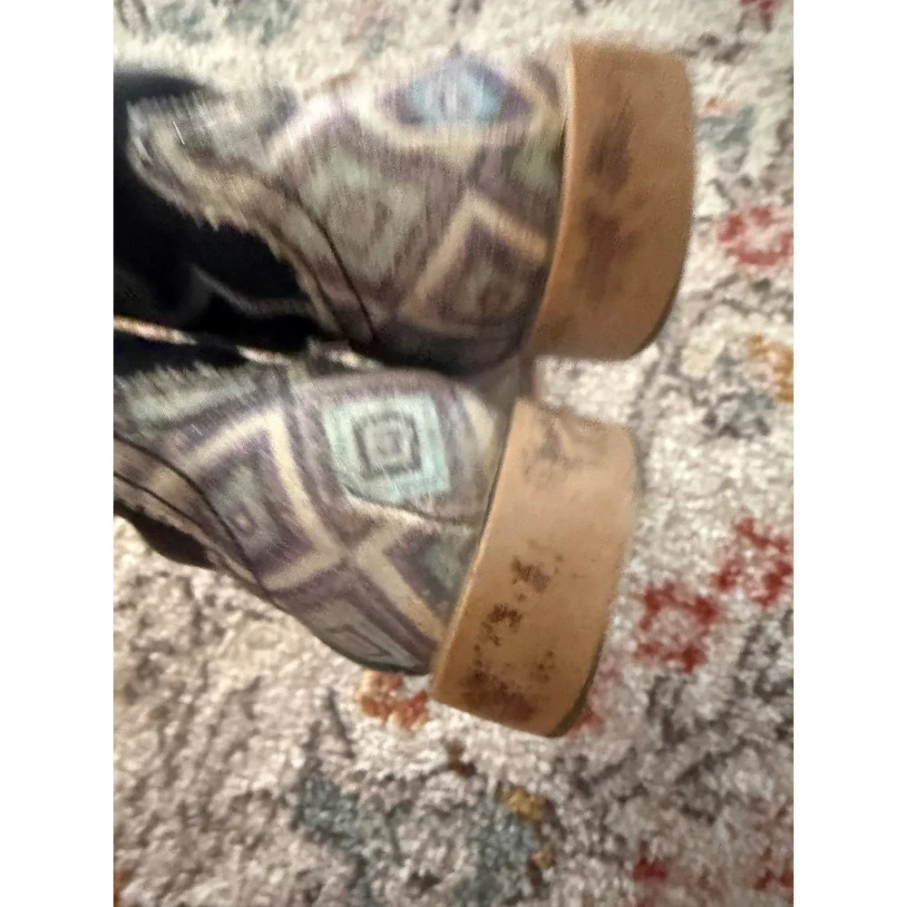 Roper‎ Little Kids 12 Western Cowboy Boots Black Purple Geometric Square Toe